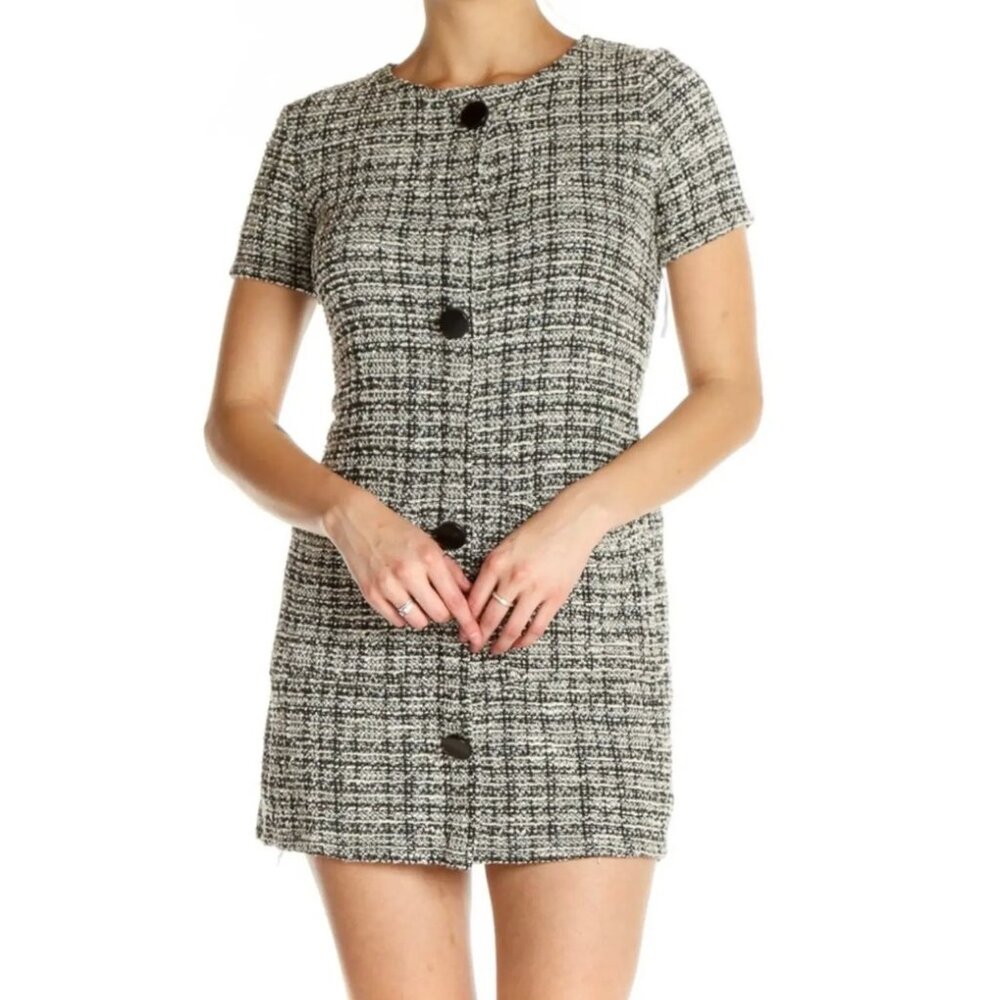 Zara Tweed Bouclé Mini Shift Dress Size Small